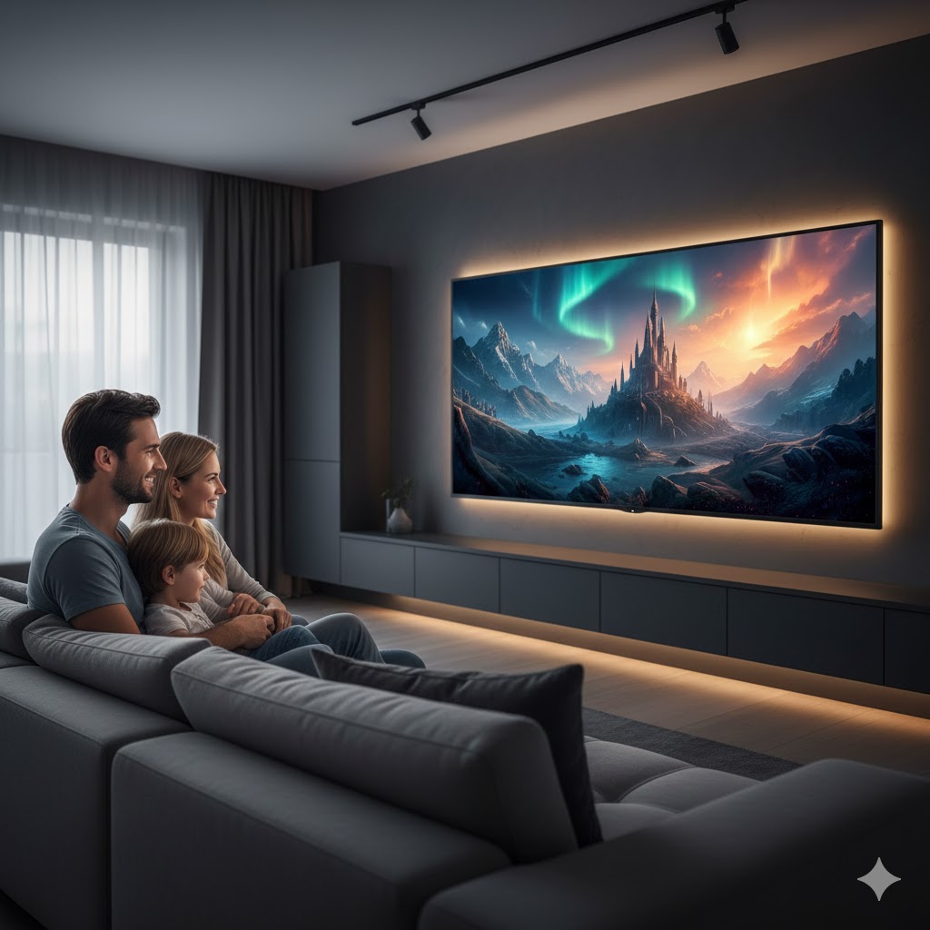 Família assistindo TV M3uPlay